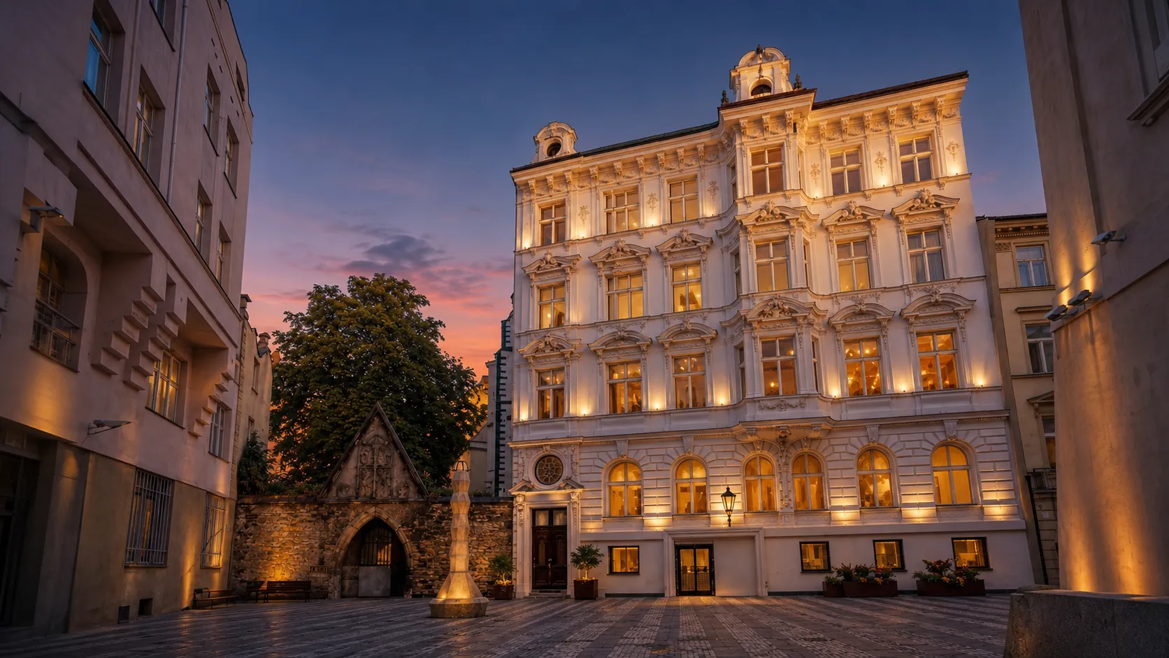 Youngmann House — historická fasáda na náměstí v centru Prahy